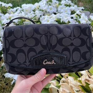 Coach Black Signature Clutch / Shoulder Bag